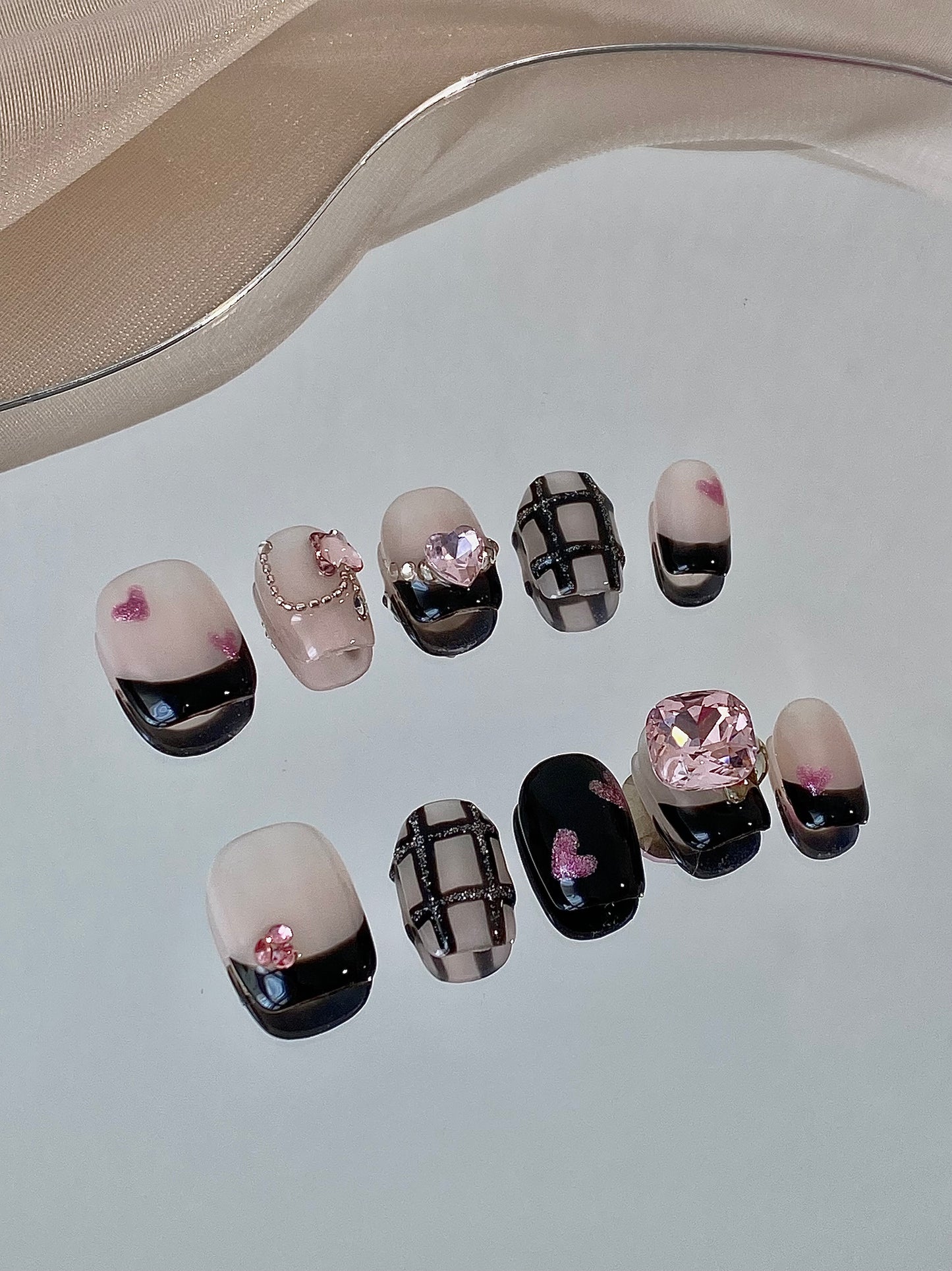 Rhinestone Black & Pink