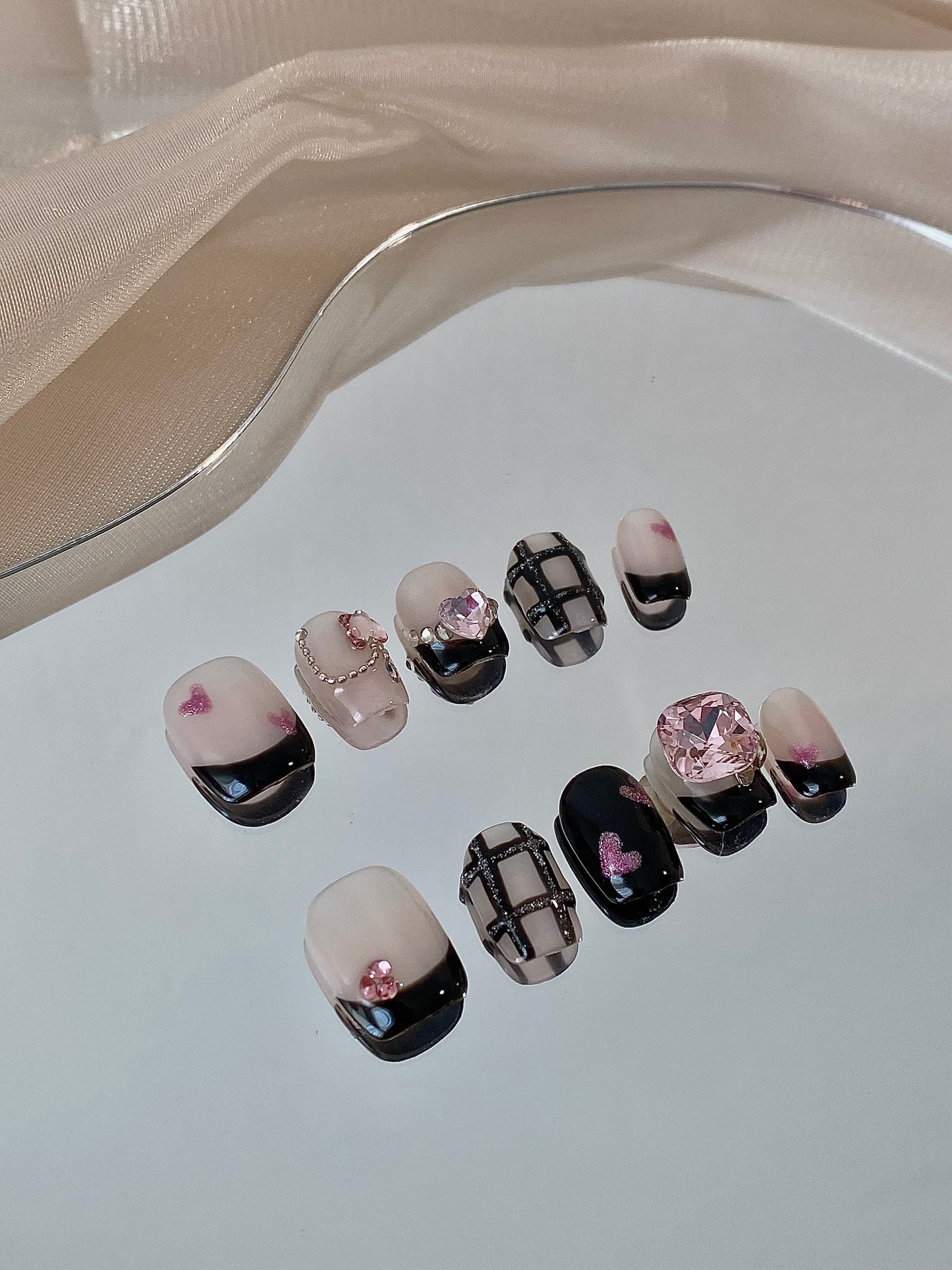 Rhinestone Black & Pink